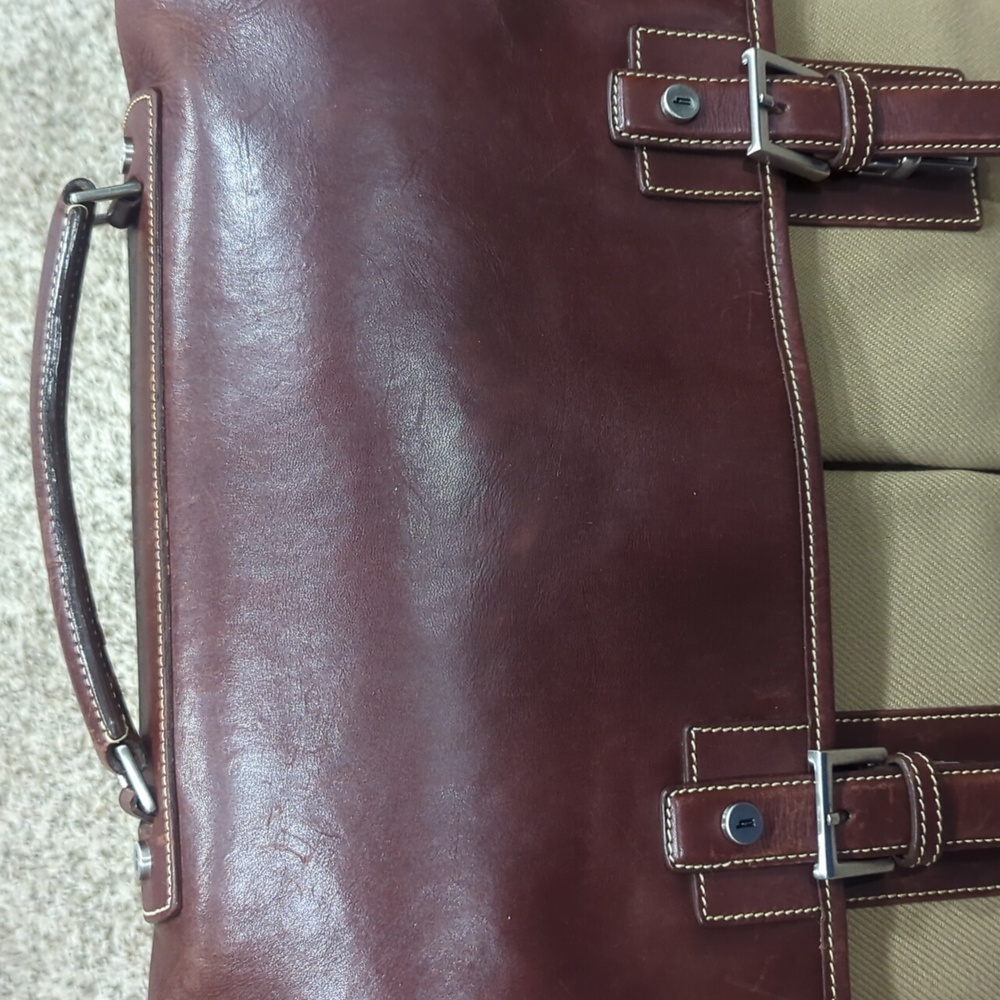 Hartmann briefcase tan canvas and brown leather Hudson collection - Picture 2 of 11